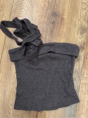 Never worn No Boundaries Off-the-Shoulder Knit Strap Sweater Top in Dark Brown